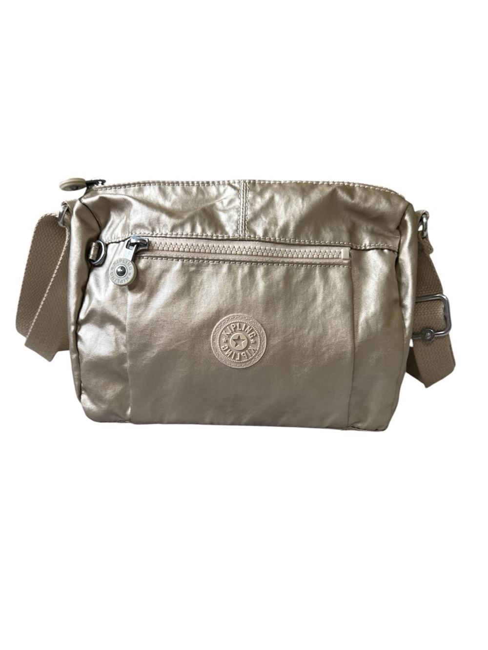 Kipling Metallic Champagne Gold Crossbody Bag